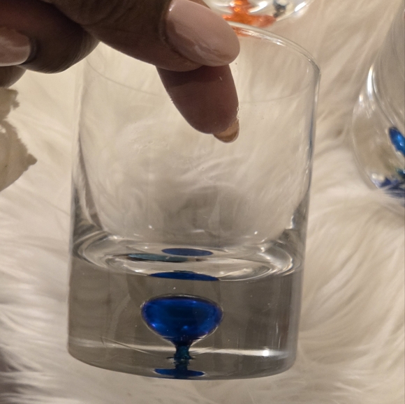 6 Rare Cocktail Glasses Suspended Controlled Bubble Based Green Blue Orange - Picture 6 of 16